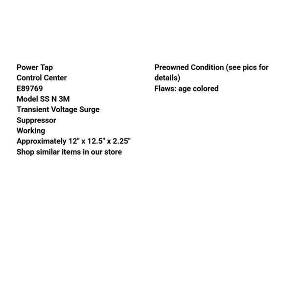 Power Tap Control Center E89769 Model SS N 3M Transient Voltage Surge Suppressor - Picture 2 of 7